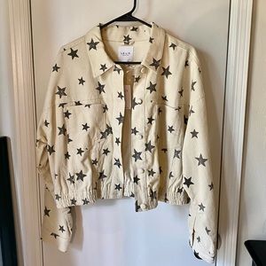 NWT CREAM/GREY STAR CORDUROY JACKET FROM BOUTIQUE